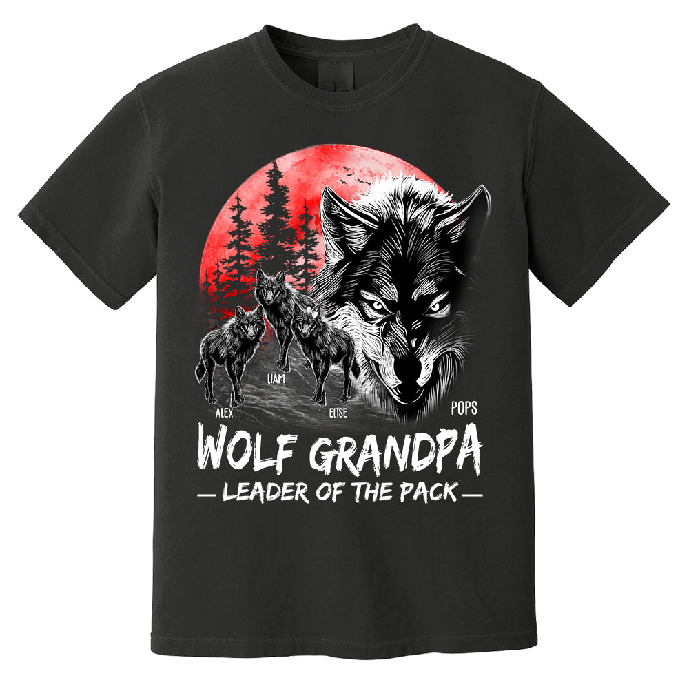 Wolf Grandpa Leader Of The Pack Personalized Shirt - Perfect Father's Day Gift for Dad Pa00