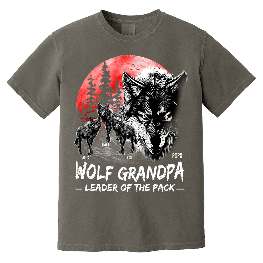 Wolf Grandpa Leader Of The Pack Personalized Shirt - Perfect Father's Day Gift for Dad Pa00