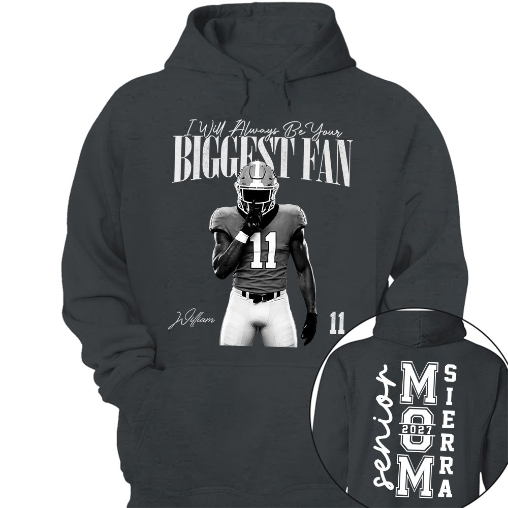 Senior Mom - I'll Always Be Your Biggest Fan - Washed Tee Retro Bootleg Shirt For Football Players NA04 VH01