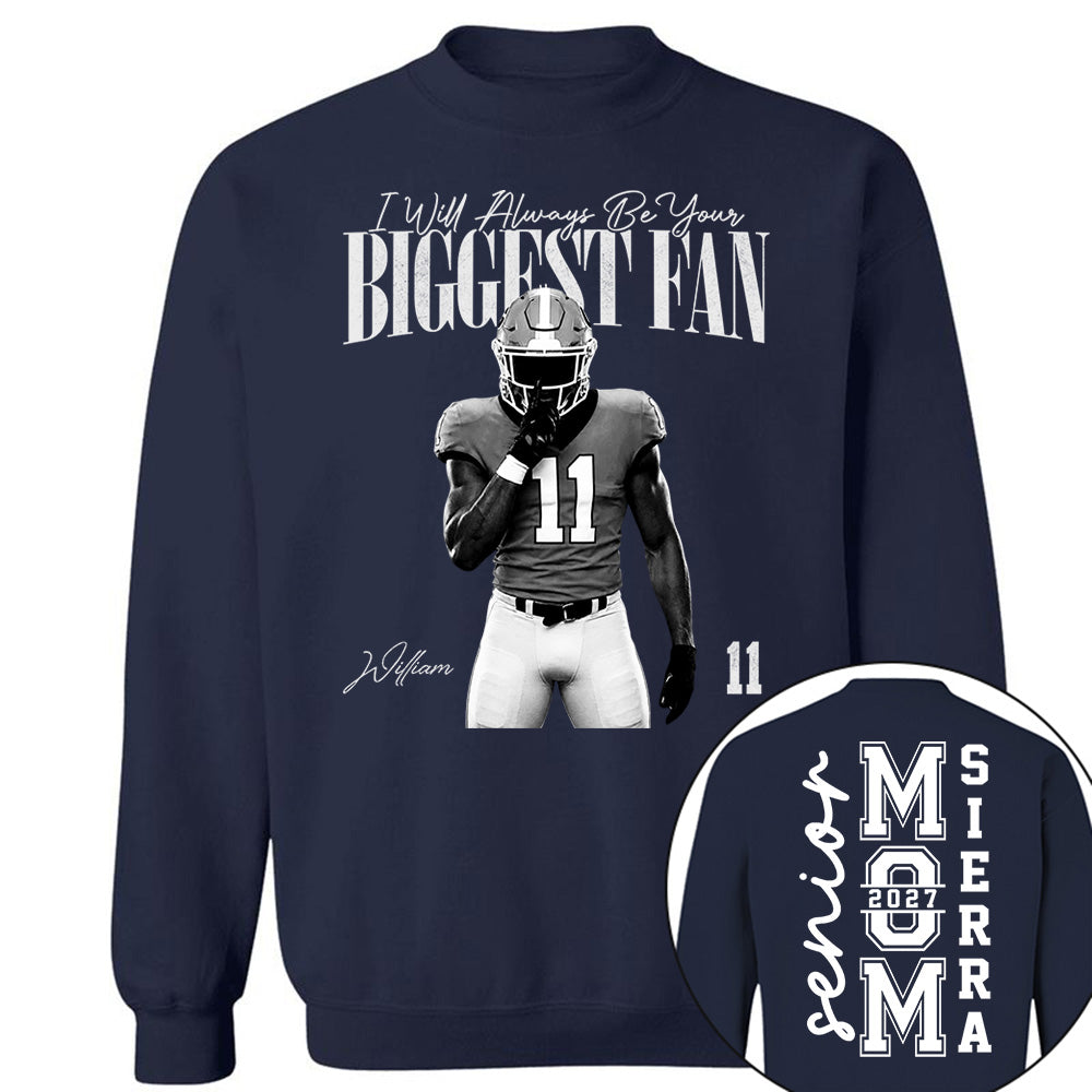Senior Mom - I'll Always Be Your Biggest Fan - Washed Tee Retro Bootleg Shirt For Football Players NA04 VH01