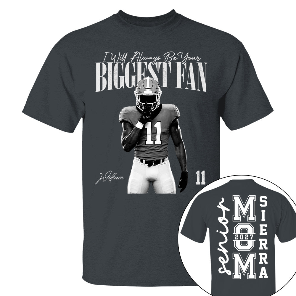 Senior Mom - I'll Always Be Your Biggest Fan - Washed Tee Retro Bootleg Shirt For Football Players NA04 VH01