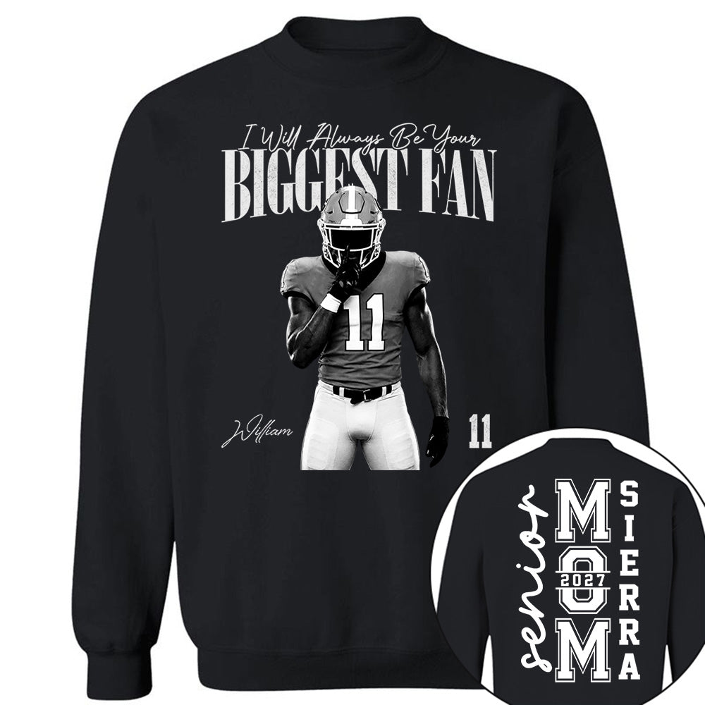 Senior Mom - I'll Always Be Your Biggest Fan - Washed Tee Retro Bootleg Shirt For Football Players NA04 VH01