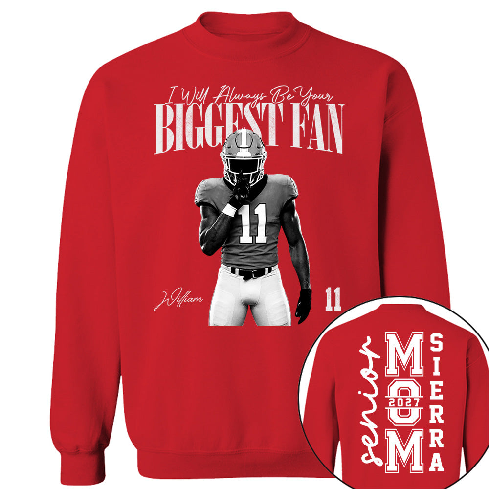 Senior Mom - I'll Always Be Your Biggest Fan - Washed Tee Retro Bootleg Shirt For Football Players NA04 VH01