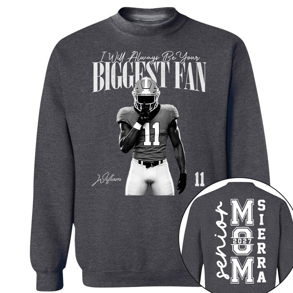Senior Mom - I'll Always Be Your Biggest Fan - Washed Tee Retro Bootleg Shirt For Football Players NA04 VH01