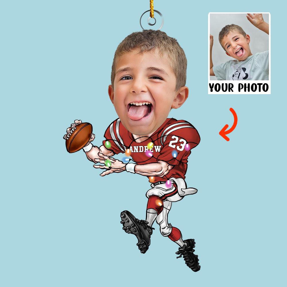 Custom Face Photo American Football Players - Personalized Acrylic Photo Ornament Nh00