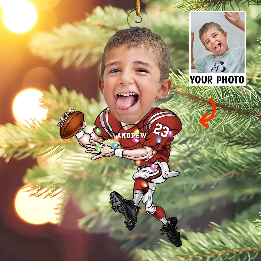 Custom Face Photo American Football Players - Personalized Acrylic Photo Ornament Nh00