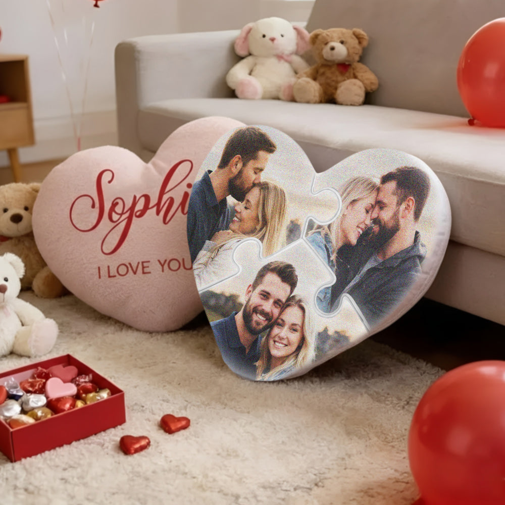 Personalized Heart Pillow, Custom Plush Name Pillow, Valentine’s Day Gift For Girlfriend, Heart Shape Cushion, Valentines Heart Shaped Gift