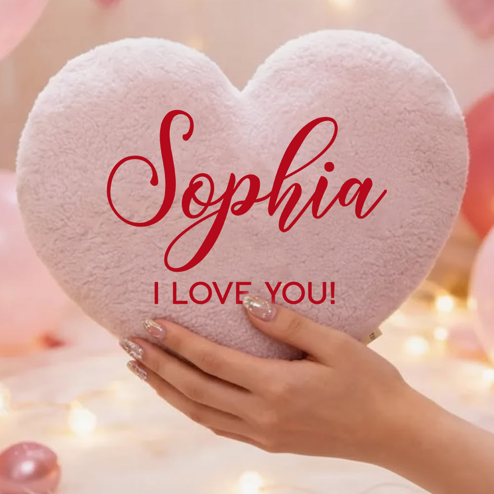 Personalized Heart Pillow, Custom Plush Name Pillow, Valentine’s Day Gift For Girlfriend, Heart Shape Cushion, Valentines Heart Shaped Gift