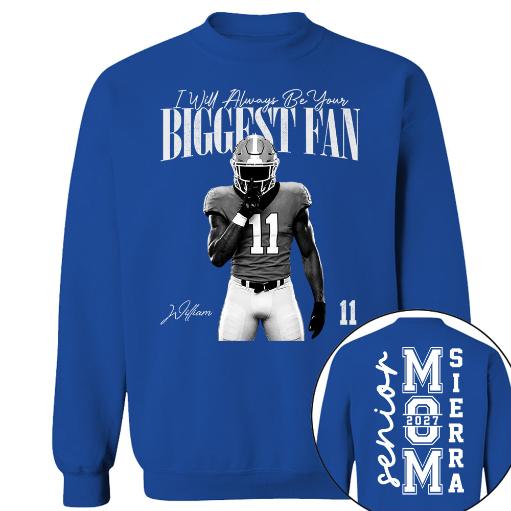 Senior Mom - I'll Always Be Your Biggest Fan - Washed Tee Retro Bootleg Shirt For Football Players NA04 VH01