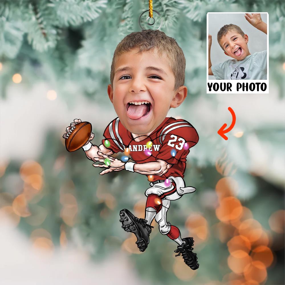 Custom Face Photo American Football Players - Personalized Acrylic Photo Ornament Nh00