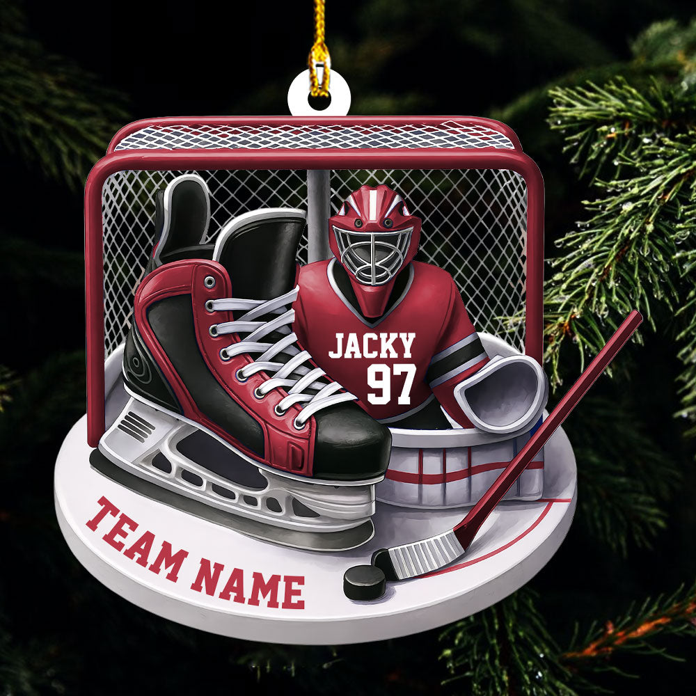 Custom Name And Number Ice Hockey Ornament, Christmas Gift For Hockey Lovers T1807 PT99