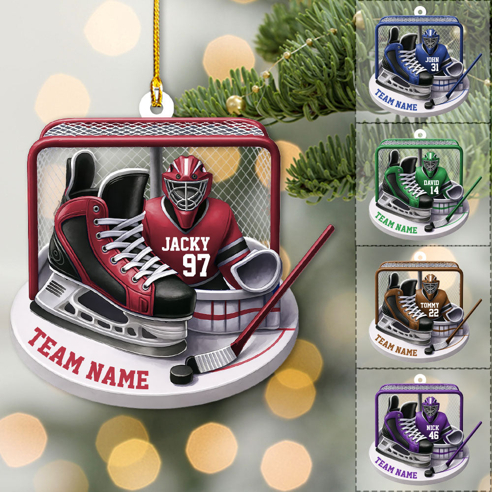 Custom Name And Number Ice Hockey Ornament, Christmas Gift For Hockey Lovers T1807 PT99