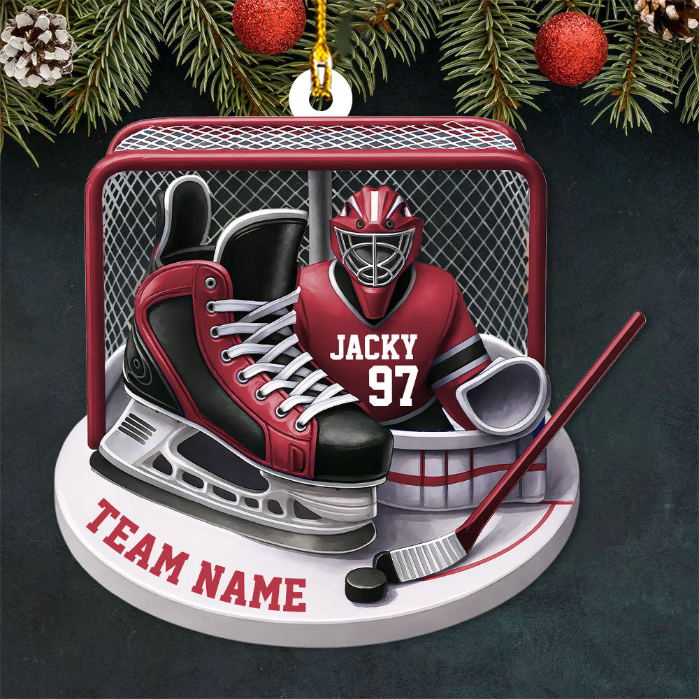 Custom Name And Number Ice Hockey Ornament, Christmas Gift For Hockey Lovers T1807 PT99