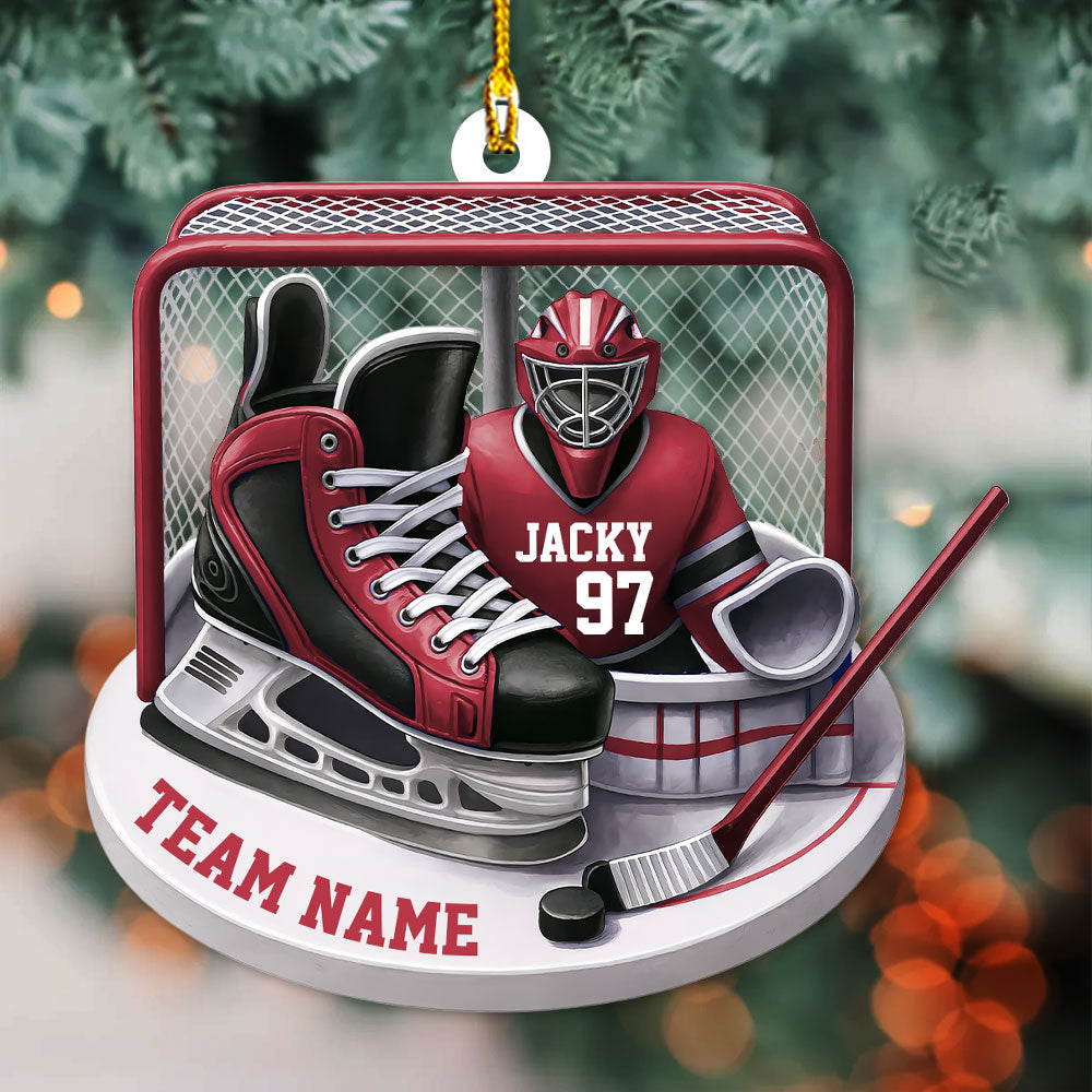 Custom Name And Number Ice Hockey Ornament, Christmas Gift For Hockey Lovers T1807 PT99