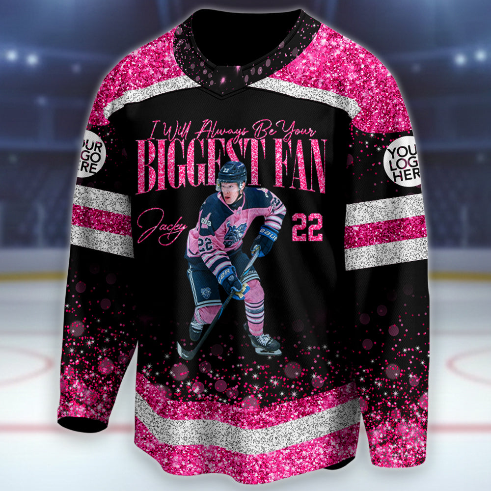 I'll Always Be Your Biggest Fan -  Personalized Ice Hockey Shirt Custom Nickname Mom Grandma Hockey Family  NA04 Hv01