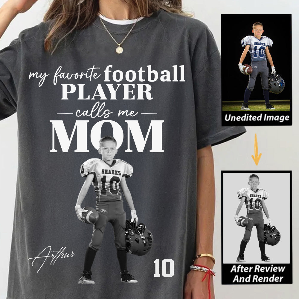Personalized My Favorite Football Player Calls me Mom Washed Tee Retro Bootleg Shirt For Football Players T24