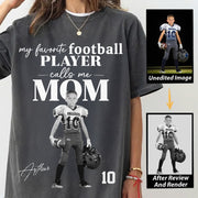 Personalized My Favorite Football Player Calls me Mom Washed Tee Retro Bootleg Shirt For Football Players T24