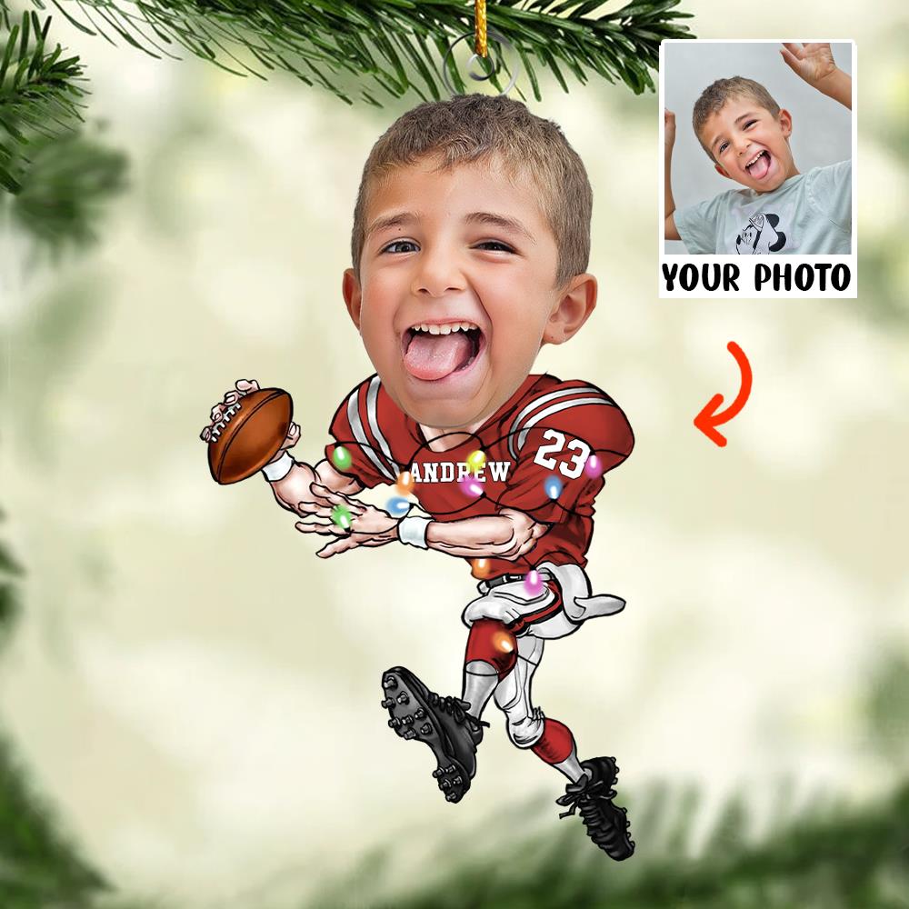 Custom Face Photo American Football Players - Personalized Acrylic Photo Ornament Nh00