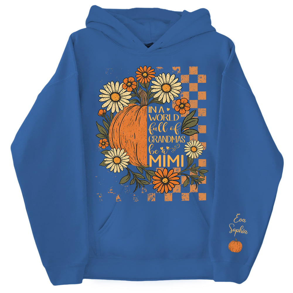 In a World Full Of Grandmas Be A Mimi Pumpkin And Grandkids Pumpkin Spooky Season, Checkered Personalized Sweatshirt Pt99