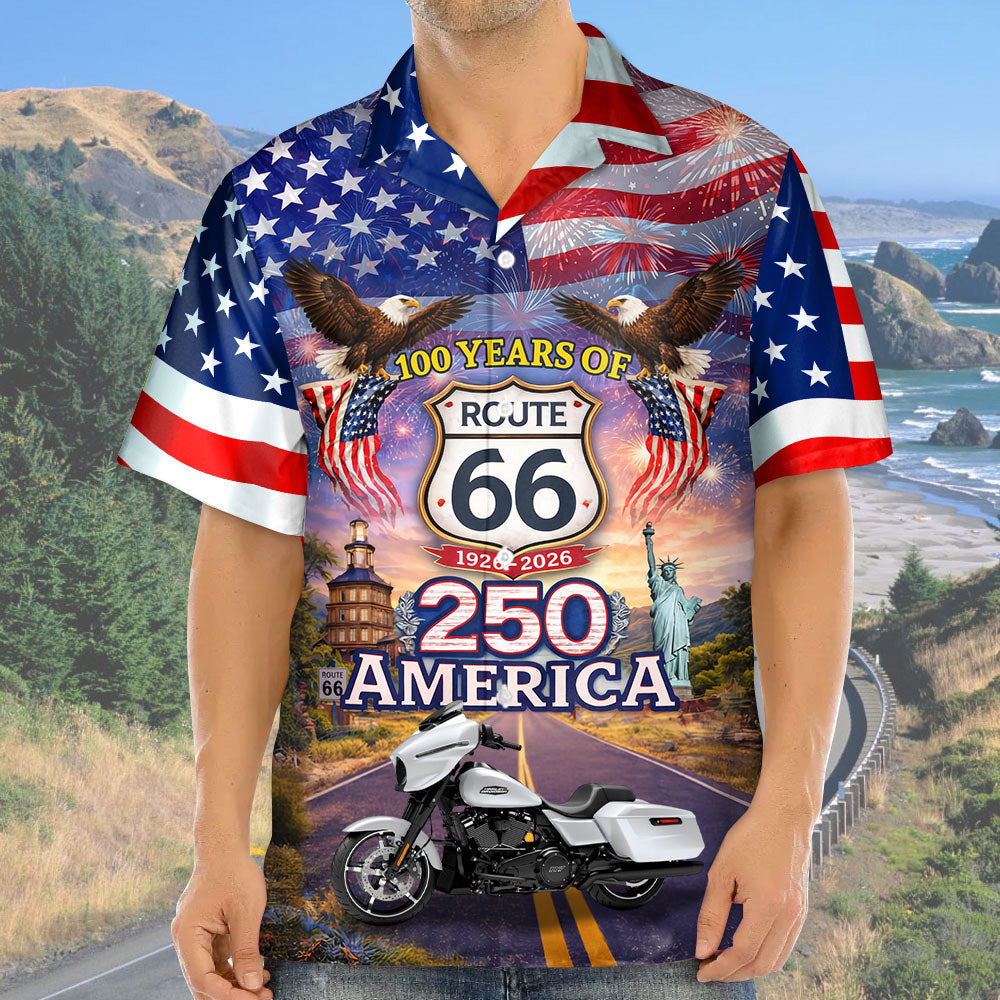 Celebrate 100 Years of Road Route 66 and America 250th Anniversary - This Is How I Roll - Personalized Motorcycle Photo Hawaiian Shirt A2110 T24