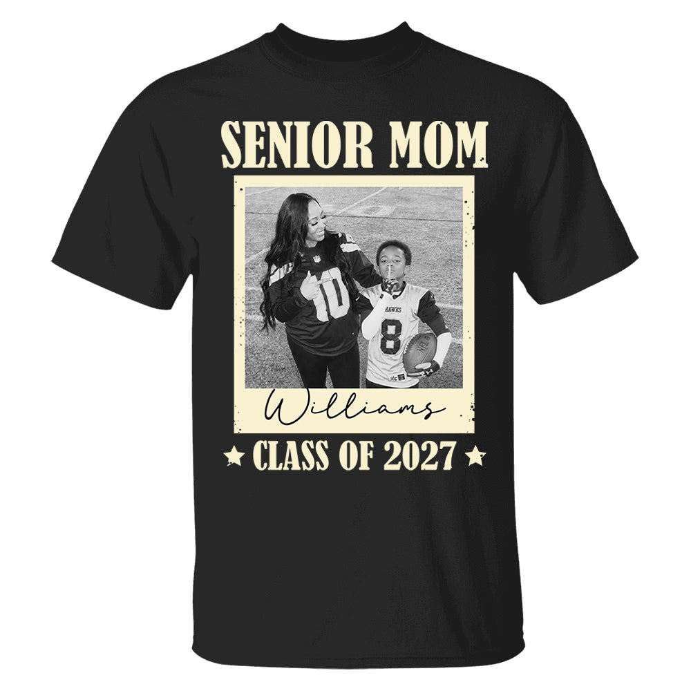 Senior Football Mom - Personalized Shirt For Football Mom Grandma Custom Football Player Photo NA04 T24