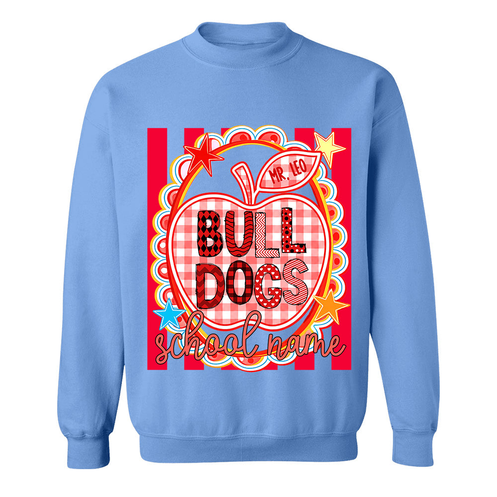Personalized School Mascot Doodle Pattern T-Shirt For Teacher, Preppy Back To School, Gifts For Teacher Student MI209 TH23