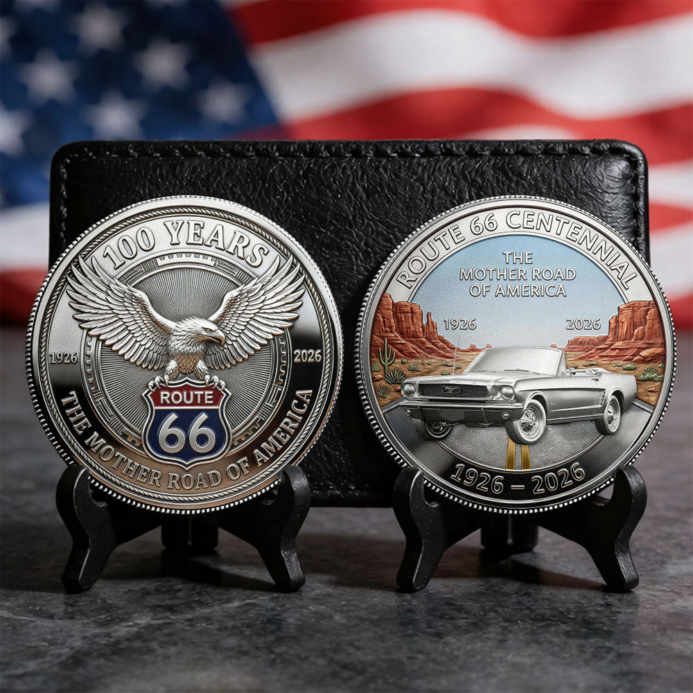 Celebrate 100 Years of Road Route 66 -  Custom Car's Photo Commemorative Coin, Iconic American Highway Souvenir Gift for Route 66 Lovers & History Fans A2110 Pt99