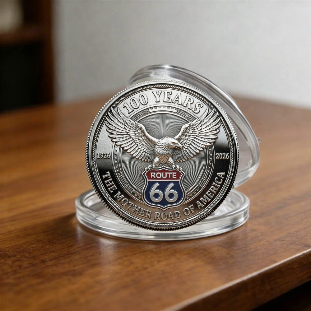 Celebrate 100 Years of Road Route 66 -  Custom Car's Photo Commemorative Coin, Iconic American Highway Souvenir Gift for Route 66 Lovers & History Fans A2110 Pt99