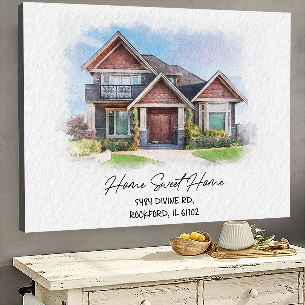 Watercolor House Portrait  Personalized House Artwork. Custom Thoughtful Housewarming Gift, Unique Poster Wall Art vr2