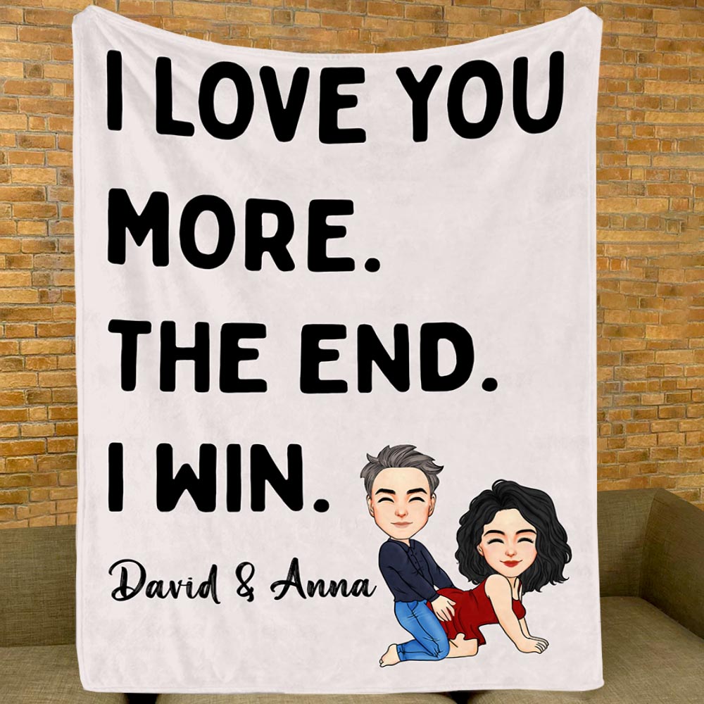 I LOVE YOU MORE Personalized Anniversary Gift Blanket For Girlfriend For Boyfriend For Wife For Husband First 2nd Anniversary Gift Valentines Gift For Couple Nh00