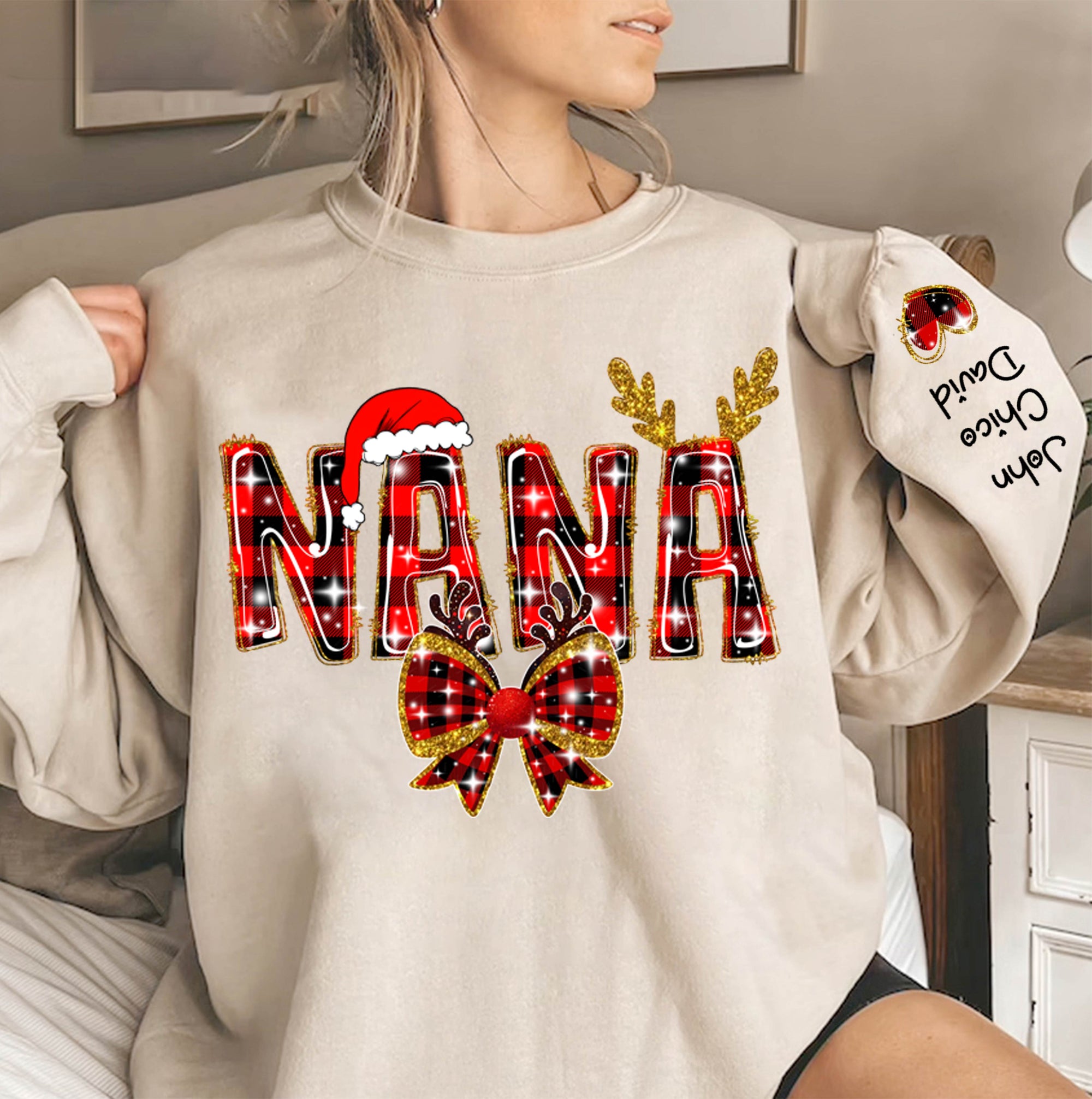 Personalized Christmas Nana Coquette Shirt, Custom Mama Claus Christmas Tree Cake Coquette