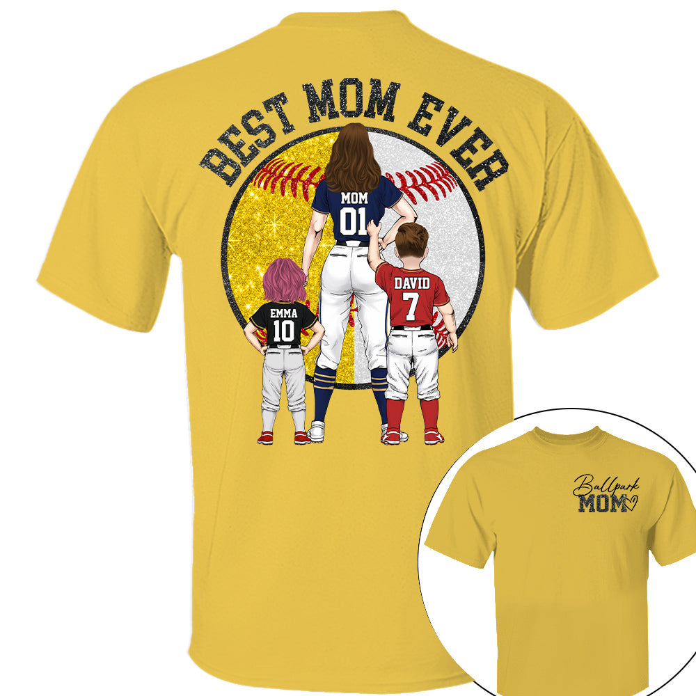 Best Mom Ever Baseball Shirt – Personalized Mom & Kids Shirt, Mother’s Day Gift for Baseball, Softball Mom Na02 Nh00