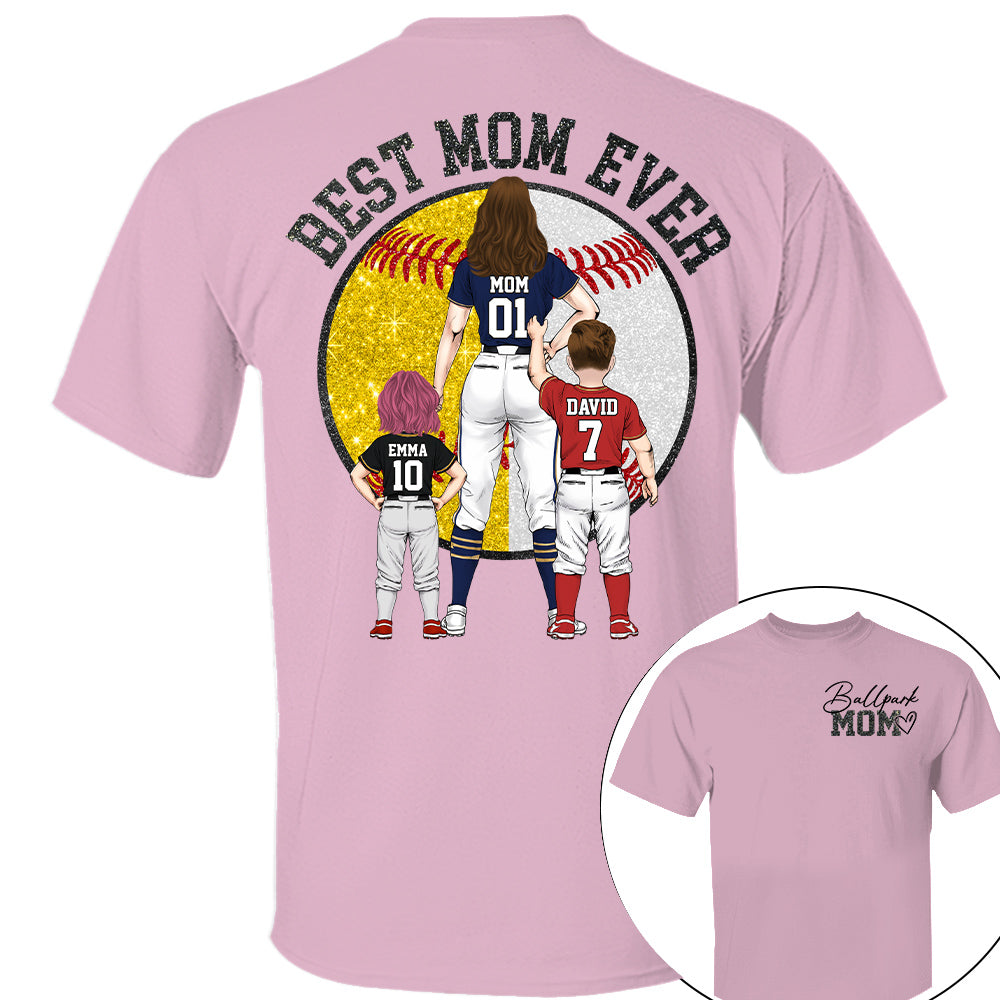 Best Mom Ever Baseball Shirt – Personalized Mom & Kids Shirt, Mother’s Day Gift for Baseball, Softball Mom Na02 Nh00