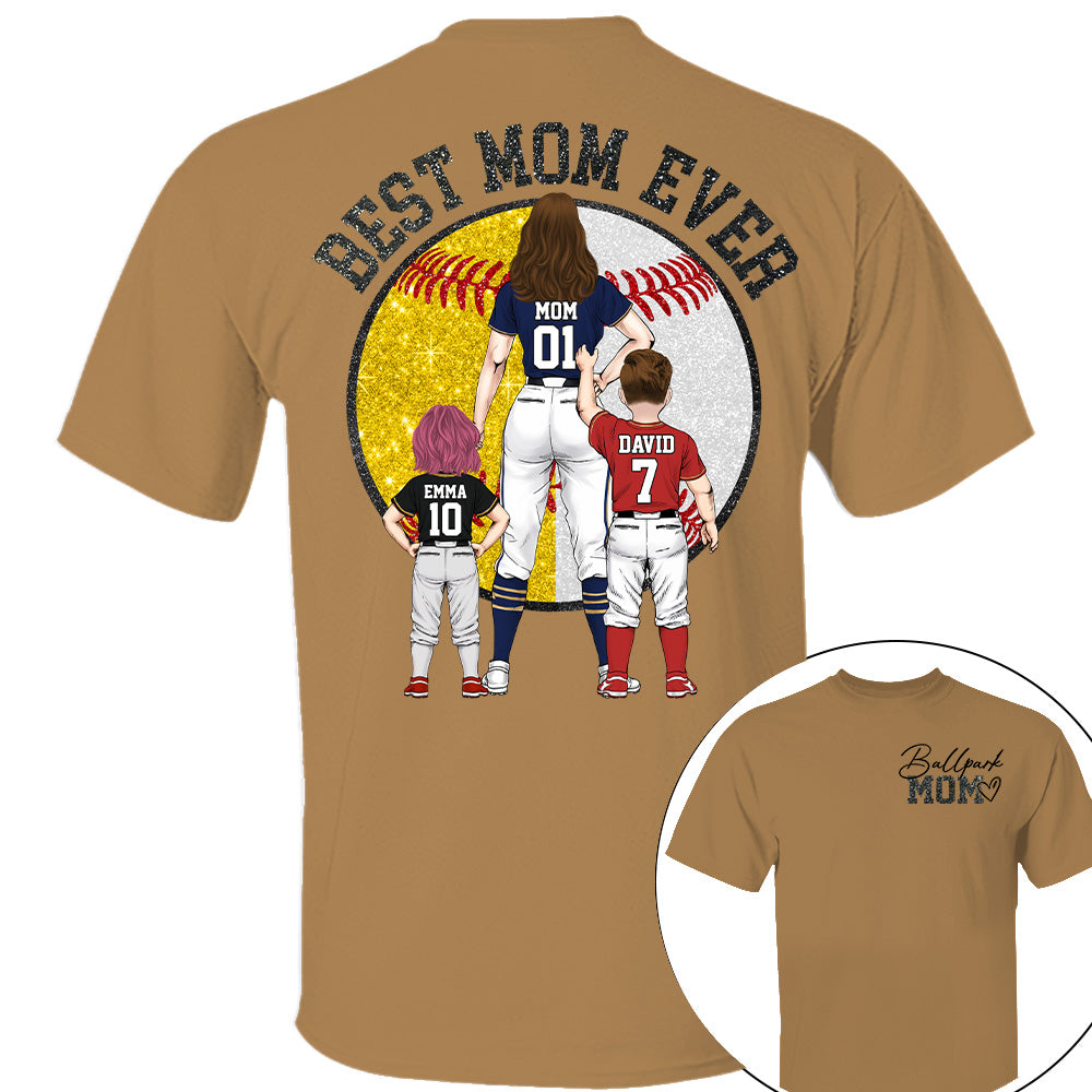 Best Mom Ever Baseball Shirt – Personalized Mom & Kids Shirt, Mother’s Day Gift for Baseball, Softball Mom Na02 Nh00