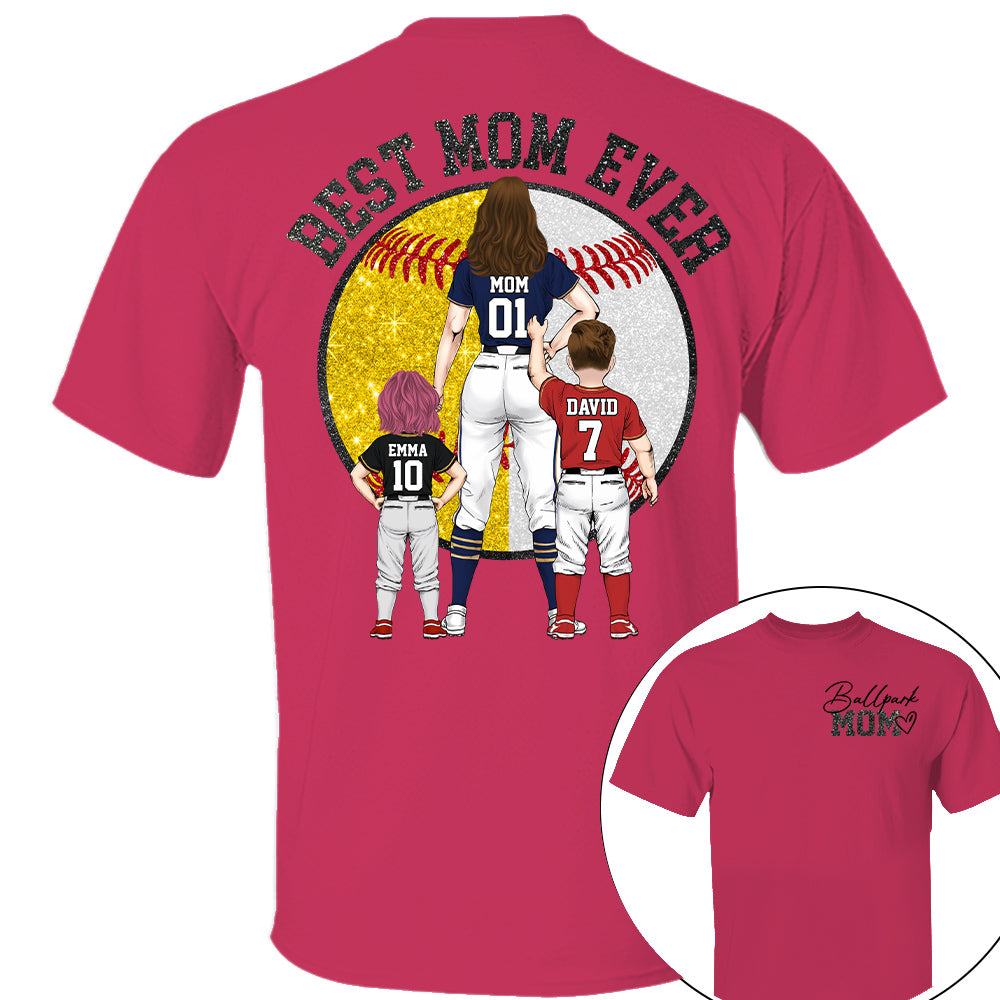 Best Mom Ever Baseball Shirt – Personalized Mom & Kids Shirt, Mother’s Day Gift for Baseball, Softball Mom Na02 Nh00