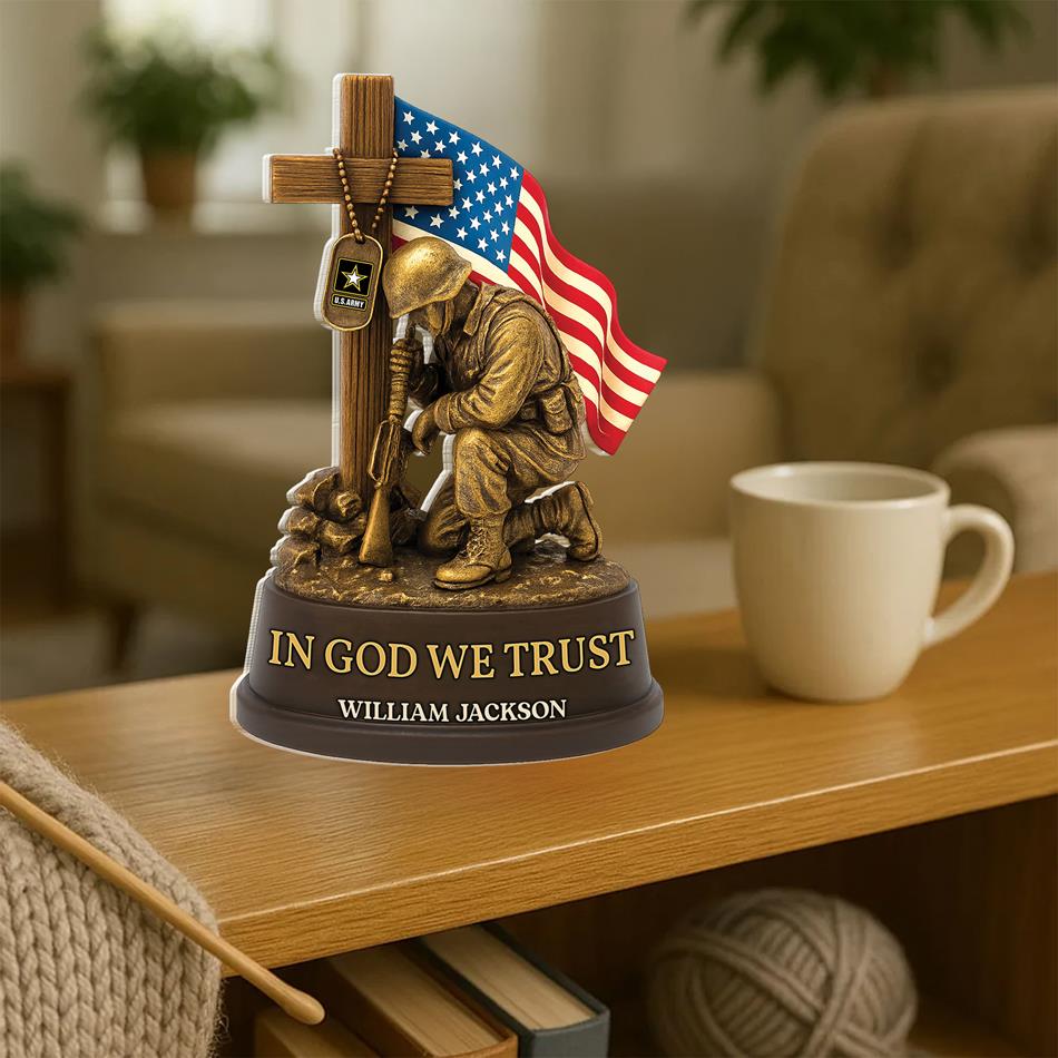 In God We Trust Veterans Military Acrylic Block Plaque - Personalized Gifts For Veteran H2511 Trna