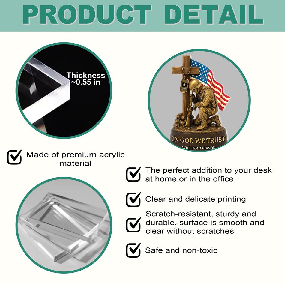 In God We Trust Veterans Military Acrylic Block Plaque - Personalized Gifts For Veteran H2511 Trna