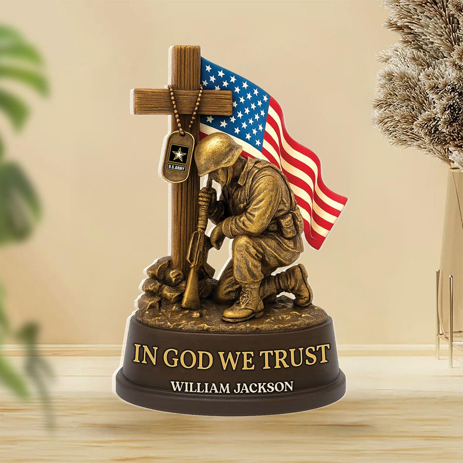 In God We Trust Veterans Military Acrylic Block Plaque - Personalized Gifts For Veteran H2511 Trna