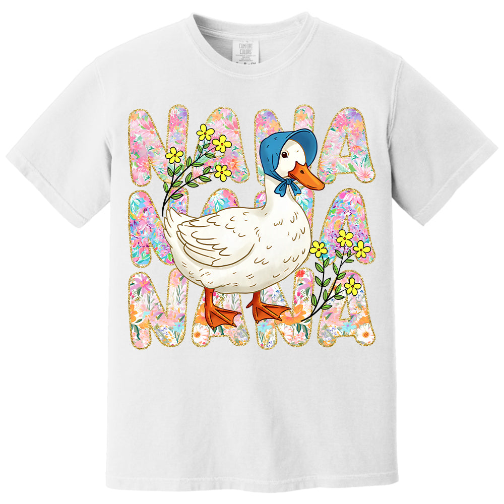Floral Mama Goose - Personalized Shirt For Grandma Hv01