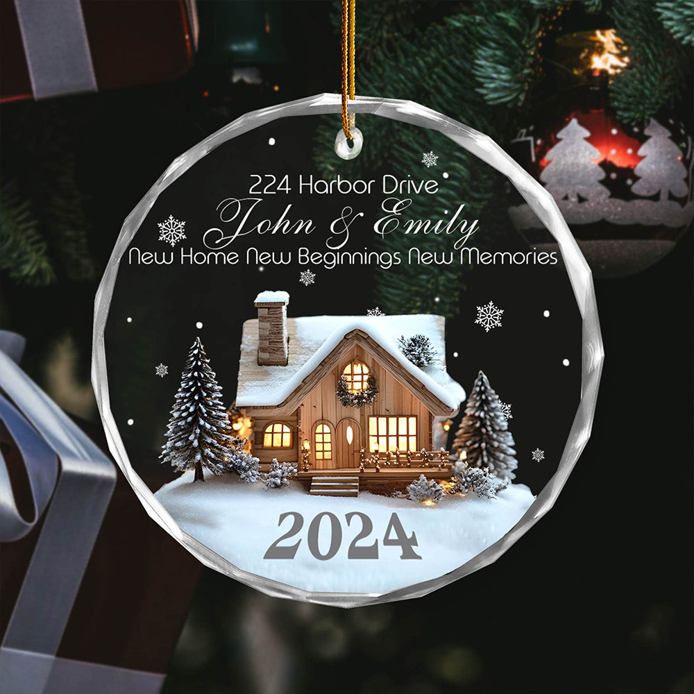 Custom New Home New Beginnings New Memories Glass Ornament