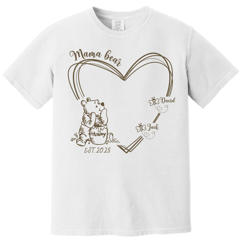 Custom Mama Bear Est And Grandkids Heart Shirts For Grandma Pt99