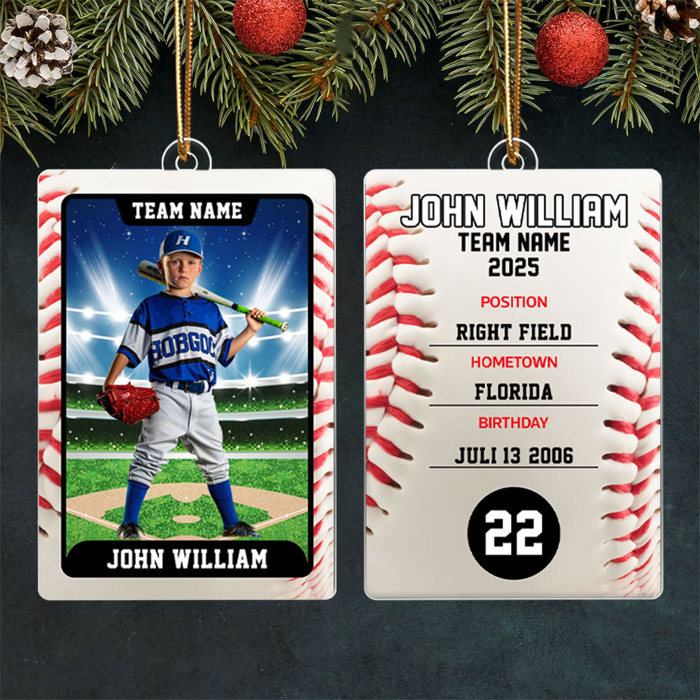 Baseball Card - Personalized Acrylic Ornament - Custom Photo Gift For Baseball Player T1807 Pt99