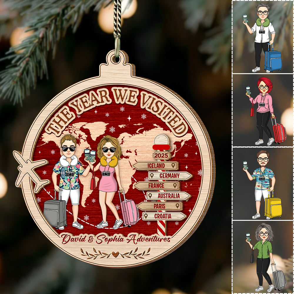 The Year We Visited Travel Ornament -Custom Traveling Destination Ornament, Couple Traveling Destination,Personalized Acrylic  Ornament Na02 Hv01