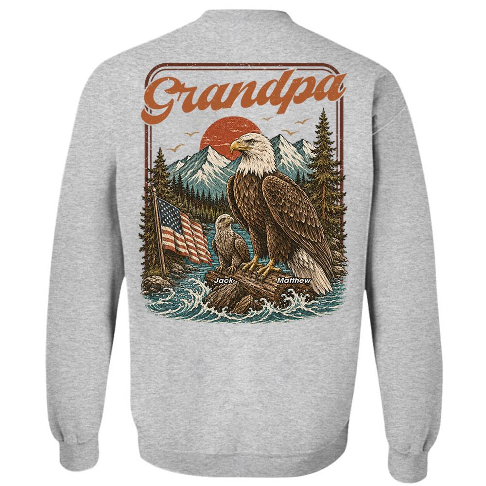 Personalized Papa America Eagle Patriotic T-Shirt Father Day Gifts for Dad Funny Papa Tshirt Cool Daddy Eagle Vintage Retro Shirt for Men Hv01
