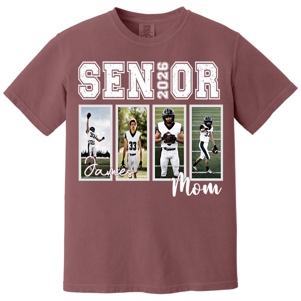 Custom 2026 Senior Football Mom Shirt, Custom Football Player Photos Shirt, Football Mama Shirt with Name & Jersey Number, Senior Night Tee Nh00