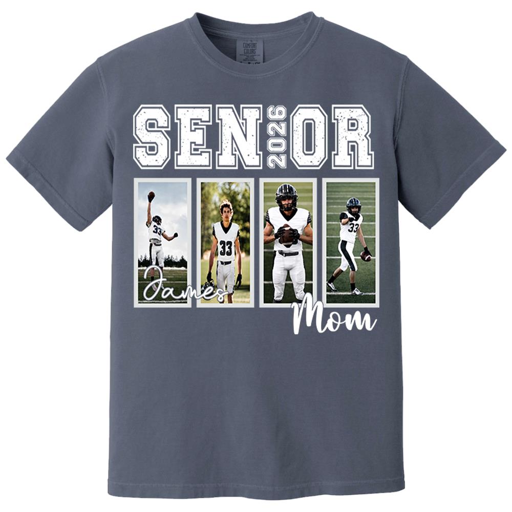 Custom 2026 Senior Football Mom Shirt, Custom Football Player Photos Shirt, Football Mama Shirt with Name & Jersey Number, Senior Night Tee Nh00