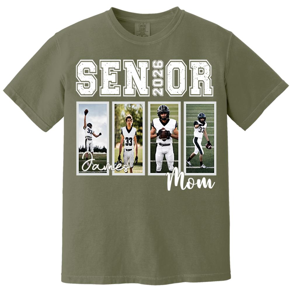 Custom 2026 Senior Football Mom Shirt, Custom Football Player Photos Shirt, Football Mama Shirt with Name & Jersey Number, Senior Night Tee Nh00