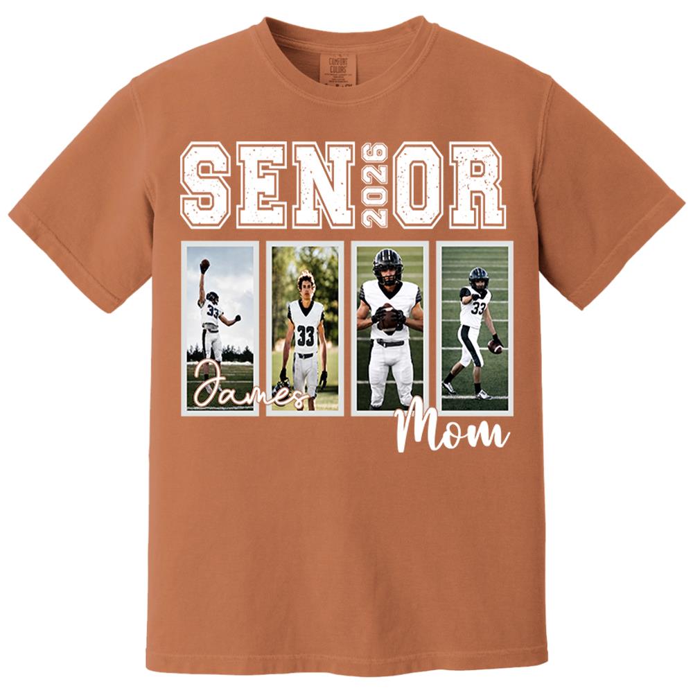 Custom 2026 Senior Football Mom Shirt, Custom Football Player Photos Shirt, Football Mama Shirt with Name & Jersey Number, Senior Night Tee Nh00
