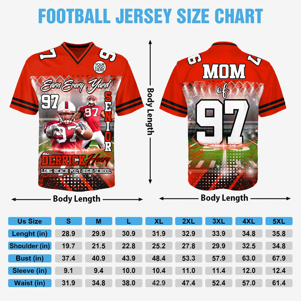 Custom Upload Photo Earn Every Yard Football Jersey Gift For Football Lovers - Personalized Gift For Football Player vr2 Do99