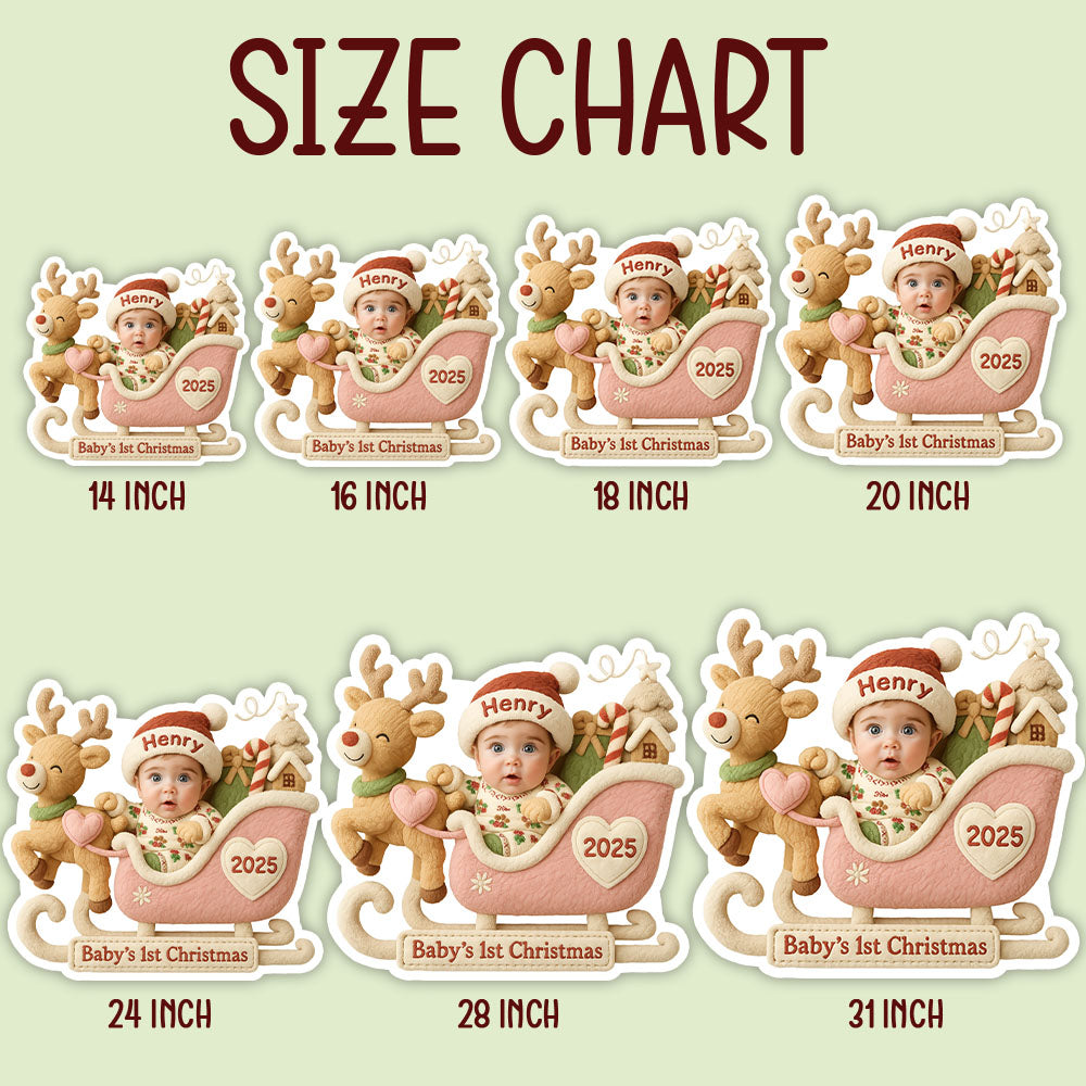 Baby In Reindeer Sleigh - Custom Upload Photo Baby Ugly Plush Pillow Pt99